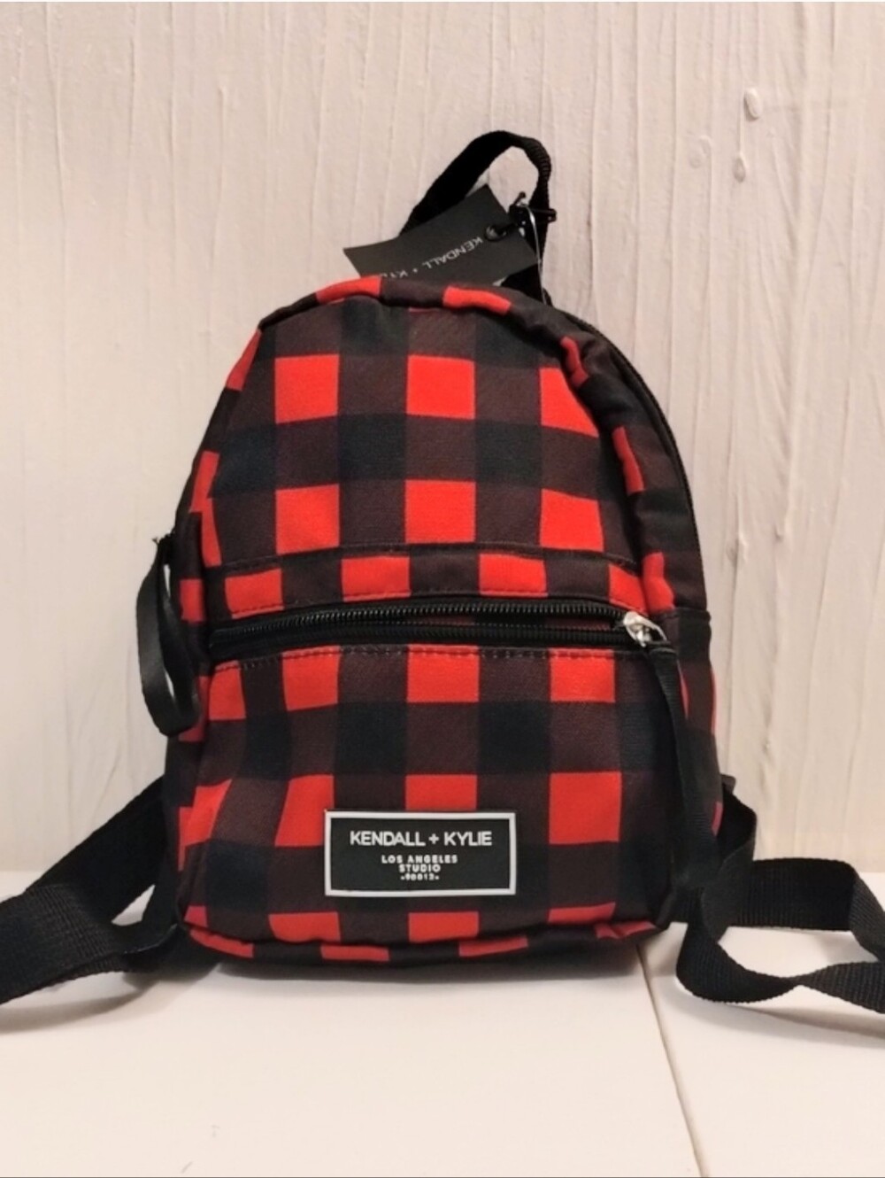 Kendall & Kylie Red and Black Buffalo Plaid Mini Backpack